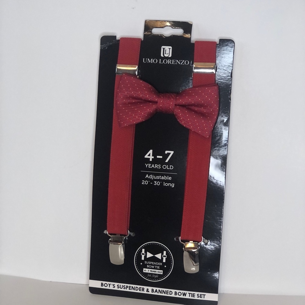 Umo Lorenzo Red Bow Tie and Suspender Set